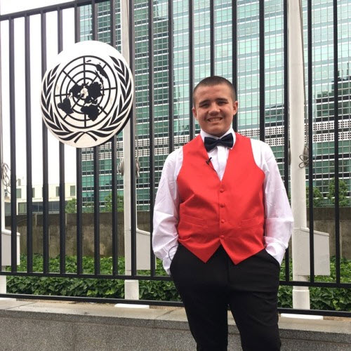 liam in front of United Nations