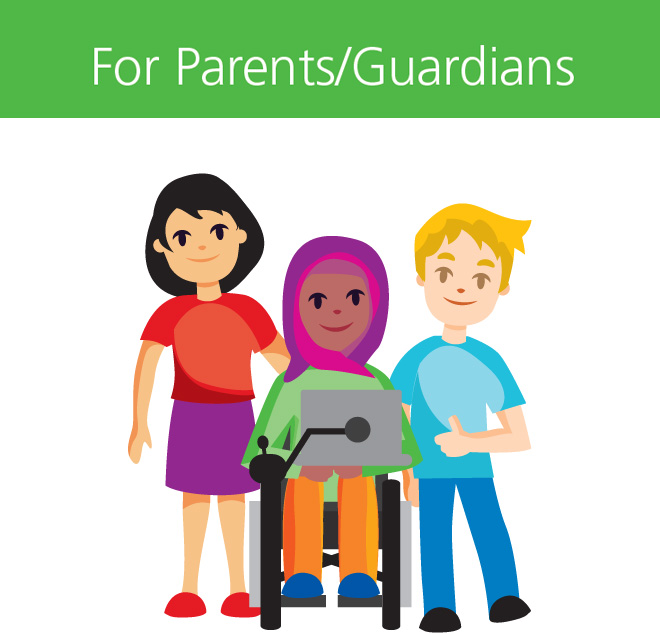 illustration of friends and an adult